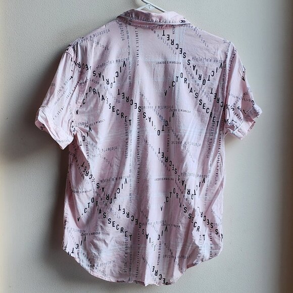 Victoria's Secret Pink/Black Cotton Blend Button Down Pajama Shirt Size Small - Picture 16 of 16
